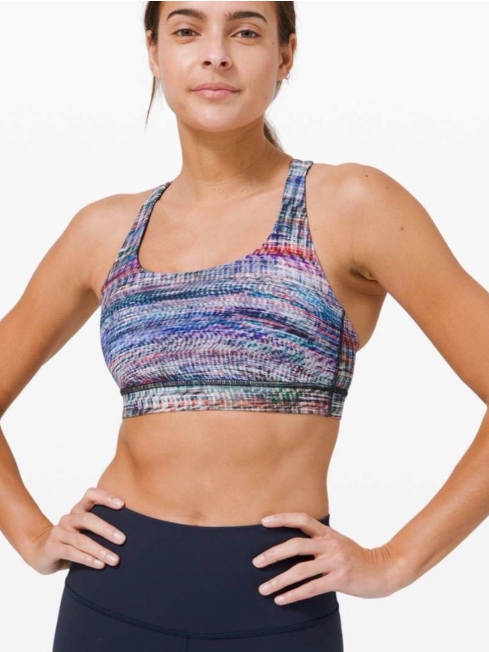 Lululemon Energy Bra in a multicolored "Digital Oasis Alpine White Multi" 2